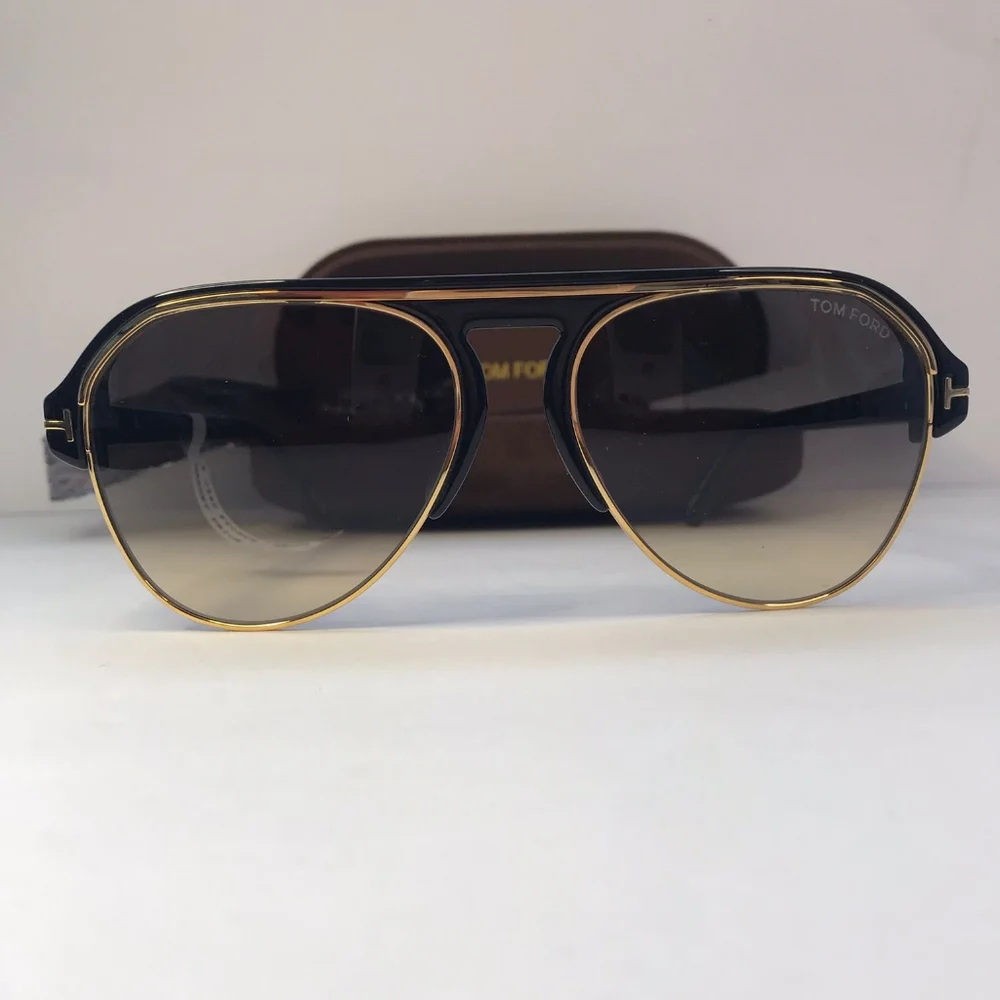 TOM FORD MARSHALL FT0929 01B Sunglasses Black Gold Frame Gray Gradient Lens 58mm